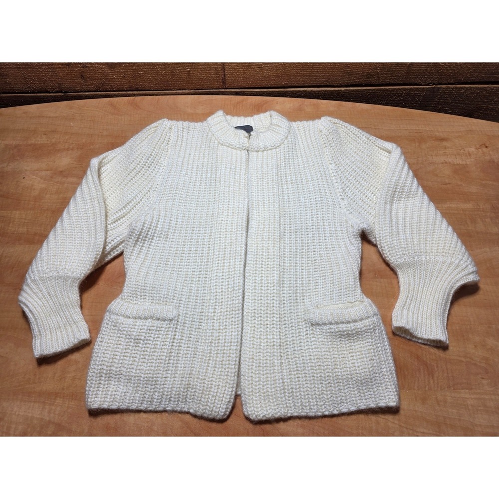 Vintage Epitome Mohair Wool Blend Puff Sleeve Cardigan Cream Small Hong Kong